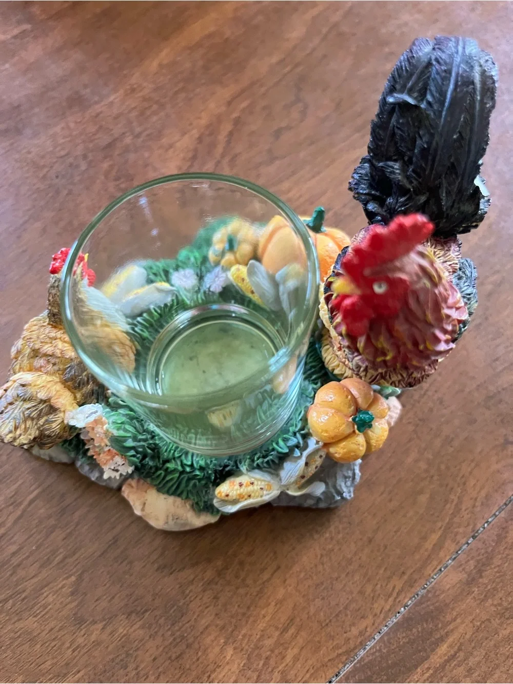 Harvest Rooster and Hen  Pumpkin Votive Candle Holder - Fall Table Decor